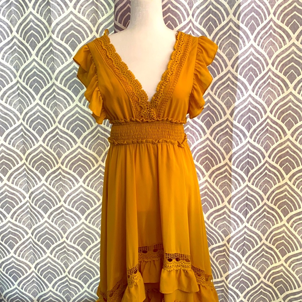 NWT Baltic Born Jasmine Ruffle Maxi Dress in Mustard